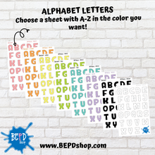 Load image into Gallery viewer, A-Z Alphabet Letter Sheets in All Colors for All Planners
