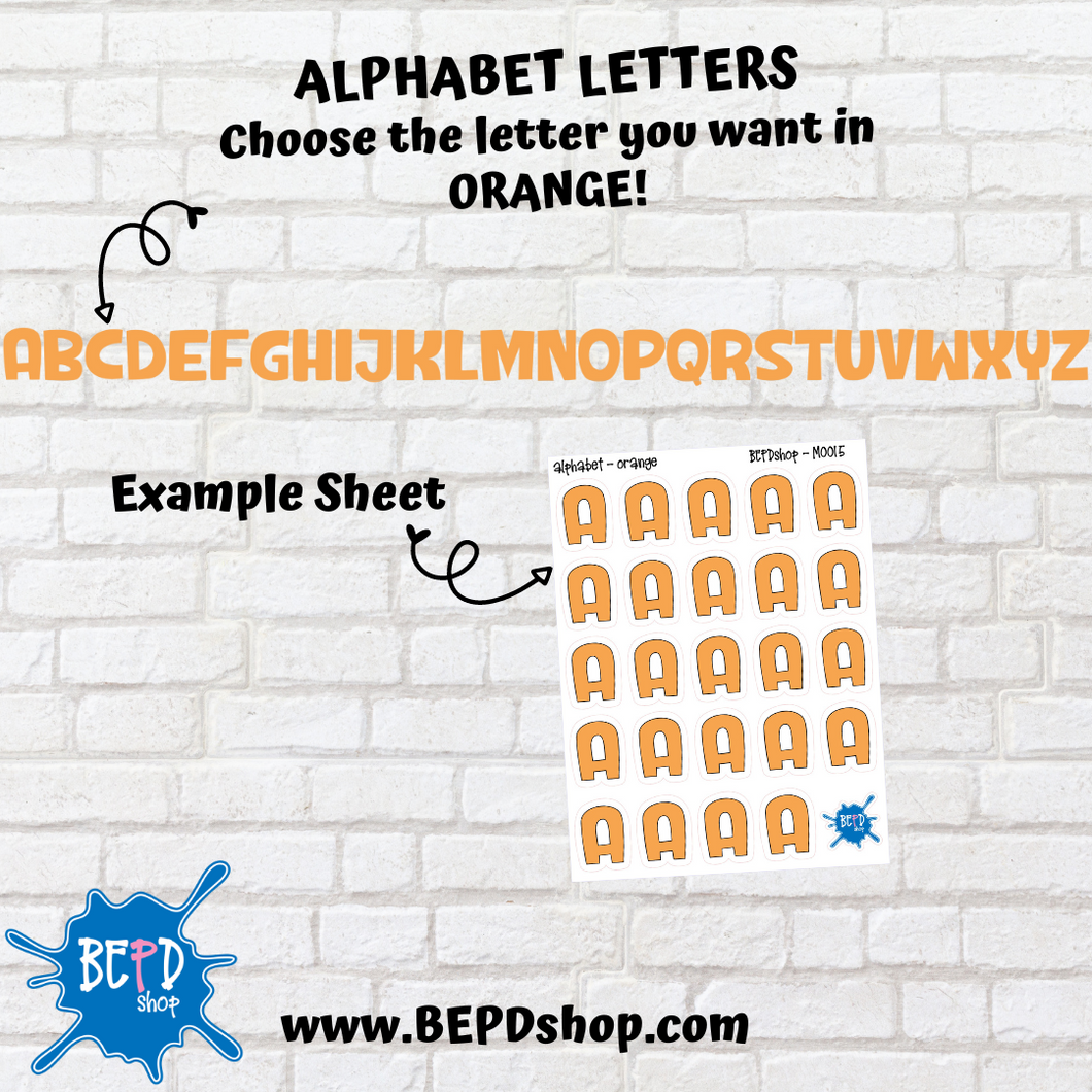 ORANGE Alphabet Letters for All Planners