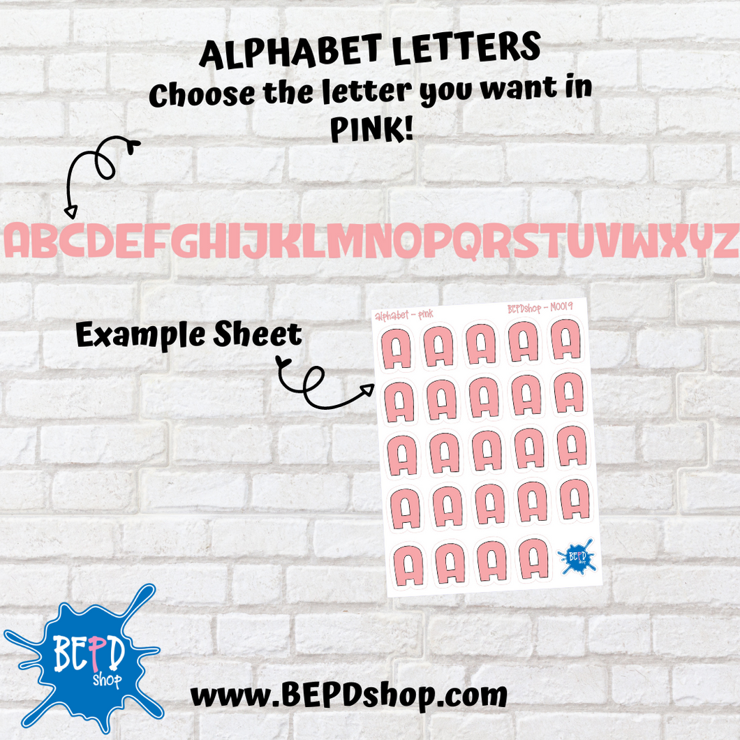 Pink Alphabet Letters for All Planners