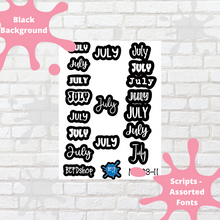 Load image into Gallery viewer, July Assorted Font Script Stickers
