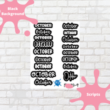 Load image into Gallery viewer, October Assorted Font Script Stickers
