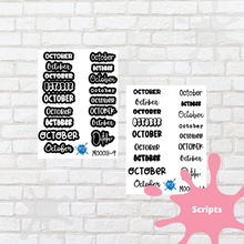Load image into Gallery viewer, October Assorted Font Script Stickers
