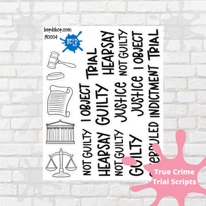 Trial True Crime Script Stickers
