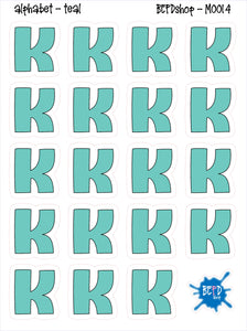 TEAL Alphabet Letters for All Planners