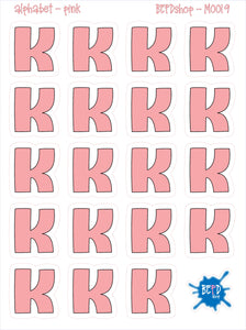 Pink Alphabet Letters for All Planners