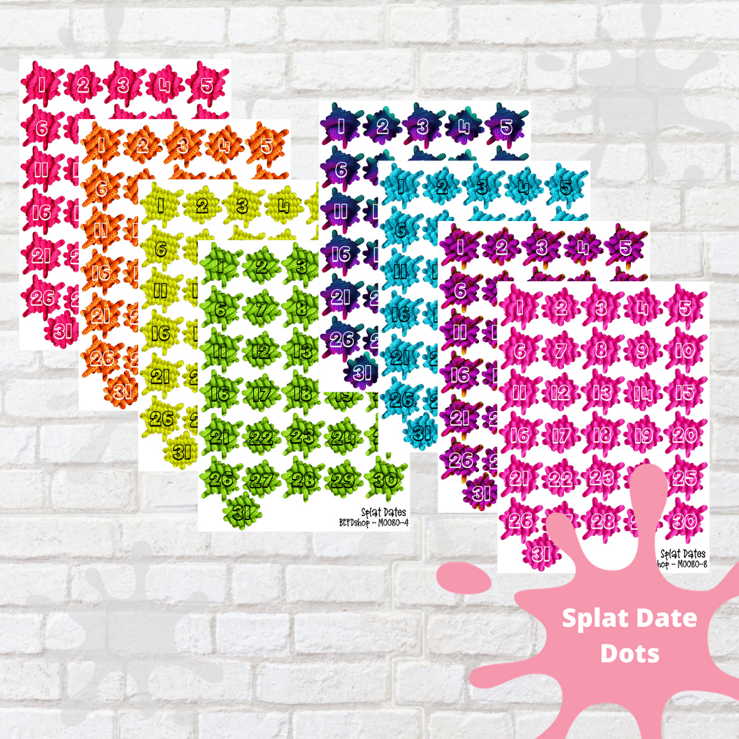 Neon Knit Splat Date Numbers for All Planners