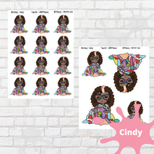 Load image into Gallery viewer, Laundry Mollie, Cindy, Lily, Juanita, and Sandra Character Stickers
