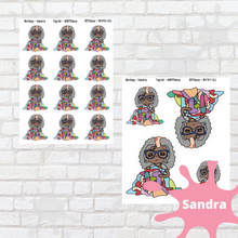 Load image into Gallery viewer, Laundry Mollie, Cindy, Lily, Juanita, and Sandra Character Stickers
