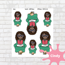 Load image into Gallery viewer, Booked Mollie, Cindy, Lily, Juanita, and Sandra Character Stickers
