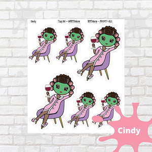 Spa Day Mollie, Cindy, Lily, Juanita, and Sandra Character Stickers