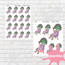 Load image into Gallery viewer, Spa Day Mollie, Cindy, Lily, Juanita, and Sandra Character Stickers
