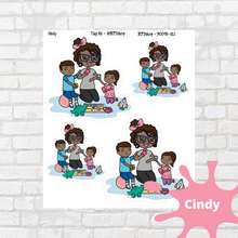 Load image into Gallery viewer, Play Date Mollie, Cindy, Lily, Juanita, and Sandra Character Stickers
