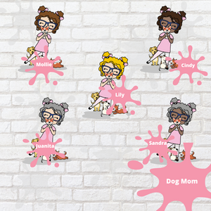 Dog Mom Mollie, Cindy, Lily, Juanita, and Sandra Character Stickers