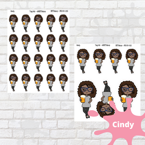Cheers Mollie, Cindy, Lily, Juanita, and Sandra Character Stickers