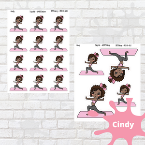 Warrior Pose Mollie, Cindy, Lily, Juanita, and Sandra Character Stickers