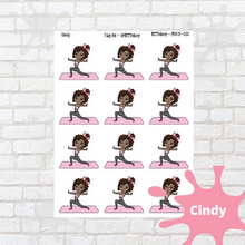 Load image into Gallery viewer, Warrior Pose Mollie, Cindy, Lily, Juanita, and Sandra Character Stickers
