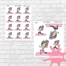 Load image into Gallery viewer, Warrior Pose Mollie, Cindy, Lily, Juanita, and Sandra Character Stickers
