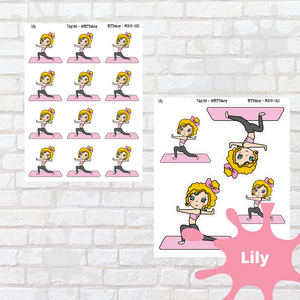 Warrior Pose Mollie, Cindy, Lily, Juanita, and Sandra Character Stickers