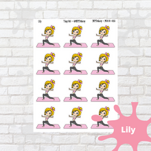Load image into Gallery viewer, Warrior Pose Mollie, Cindy, Lily, Juanita, and Sandra Character Stickers
