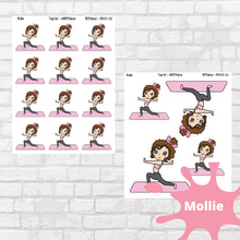 Load image into Gallery viewer, Warrior Pose Mollie, Cindy, Lily, Juanita, and Sandra Character Stickers
