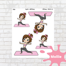 Load image into Gallery viewer, Warrior Pose Mollie, Cindy, Lily, Juanita, and Sandra Character Stickers
