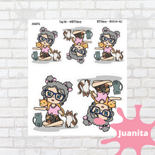 Load image into Gallery viewer, Cat Mom Mollie, Cindy, Lily, Juanita, and Sandra Character Stickers
