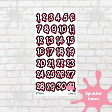 Load image into Gallery viewer, Drippy Splatter Date Numbers for All Planners
