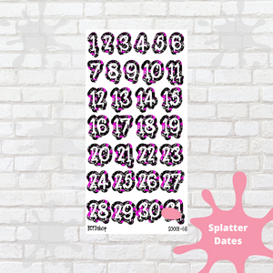 Drippy Splatter Date Numbers for All Planners