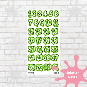 Drippy Splatter Date Numbers for All Planners