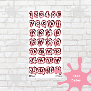 Rose Date Numbers for All Planners