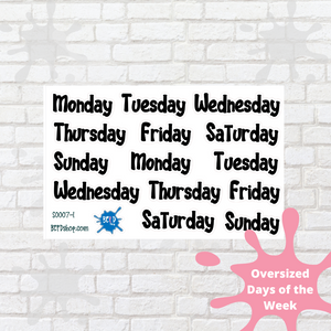 Oversized Days of the Week Script Stickers