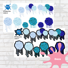 Load image into Gallery viewer, Winter Blue Drippy Roses Deco Stickers
