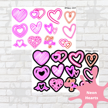 Load image into Gallery viewer, Neon Heart Deco Stickers
