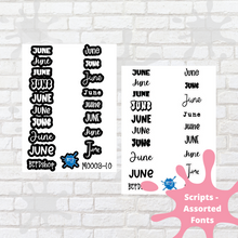 Load image into Gallery viewer, June Assorted Font Script Stickers
