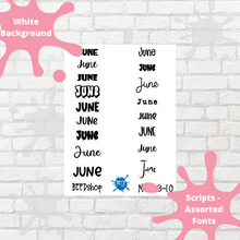 Load image into Gallery viewer, June Assorted Font Script Stickers
