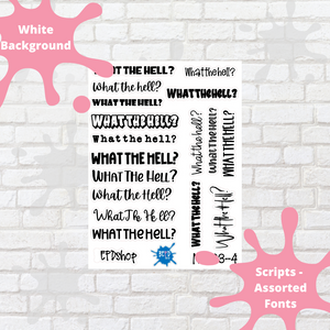 What The Hell Assorted Font Script Stickers