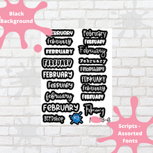 Load image into Gallery viewer, February Assorted Font Script Stickers
