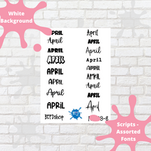 Load image into Gallery viewer, April Assorted Font Script Stickers
