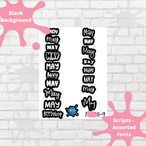May Assorted Font Script Stickers