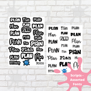 Plan Assorted Font Script Stickers