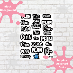 Plan Assorted Font Script Stickers