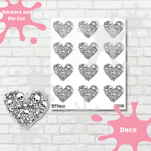 Load image into Gallery viewer, Crossbones Heart Journaling Deco Stickers and Die Cut Sticker
