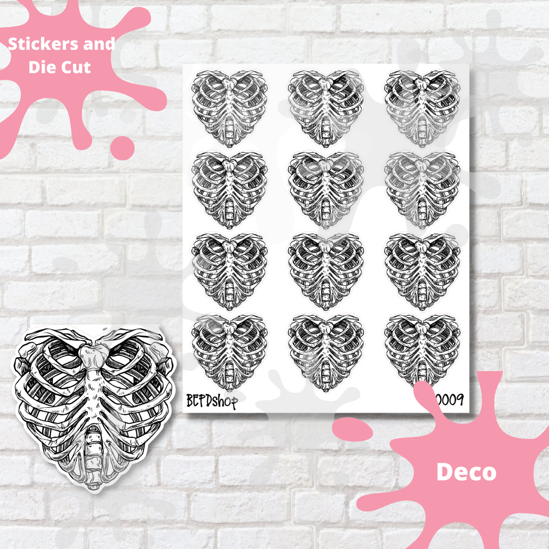 Crossbones Heart Journaling Deco Stickers and Die Cut Sticker