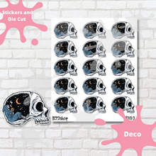 Load image into Gallery viewer, Caffeine Fix Skull Journaling Deco Stickers and Die Cut Sticker
