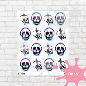 Glitch Skulls Journaling Deco Stickers