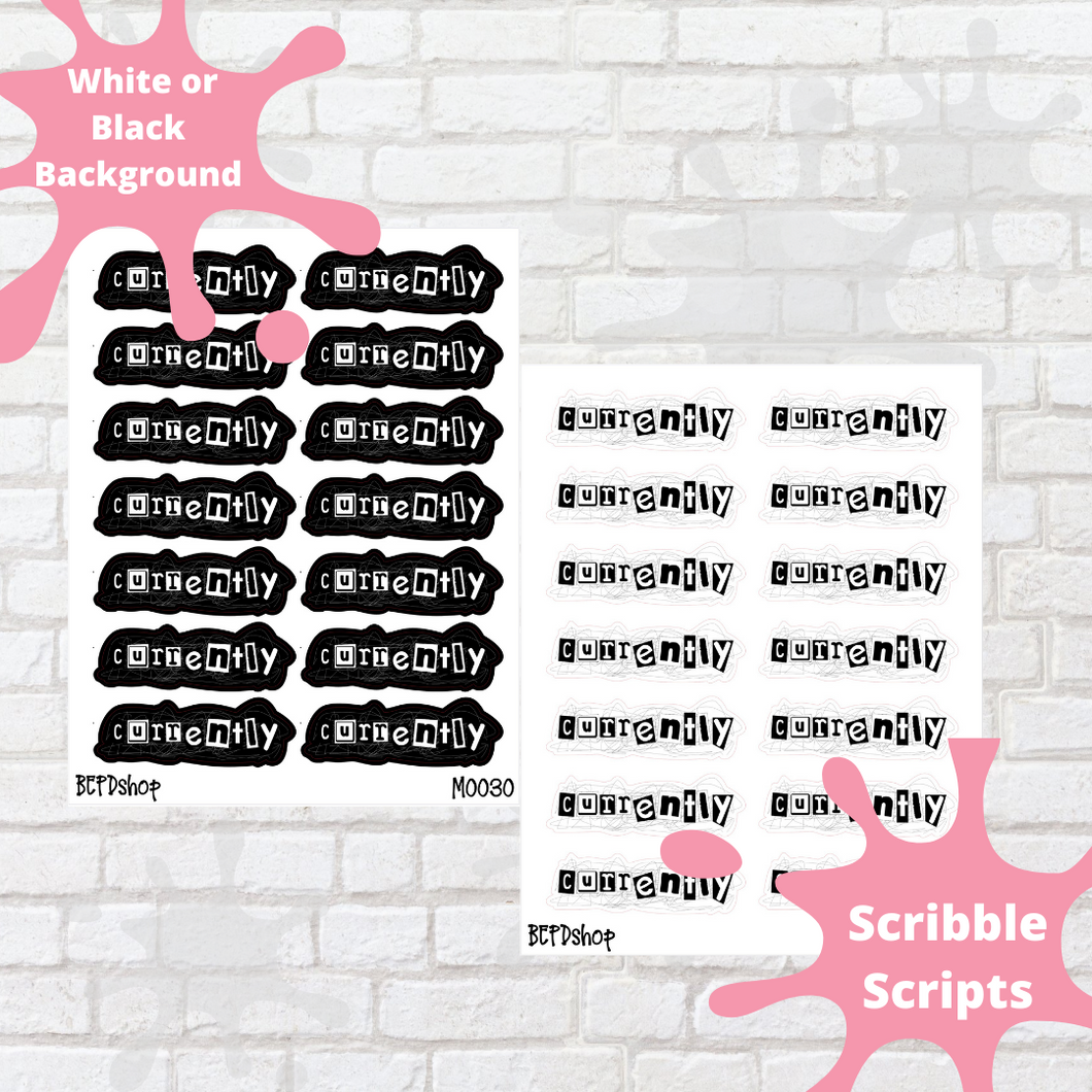 Currently Scribble Script Stickers