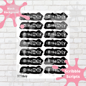 Currently Scribble Script Stickers