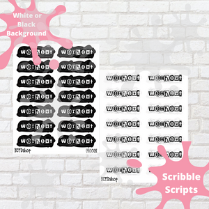 Workout Scribble Script Stickers