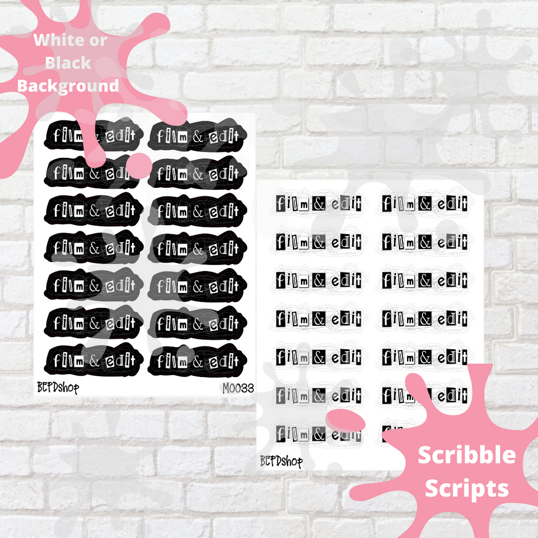 Film & Edit Scribble Script Stickers