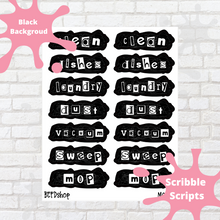 Load image into Gallery viewer, Cleaning Assortment Scribble Script Stickers
